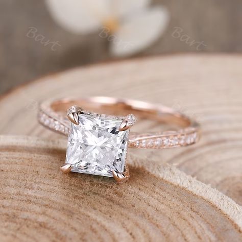 Princess cut white gold engagement ring