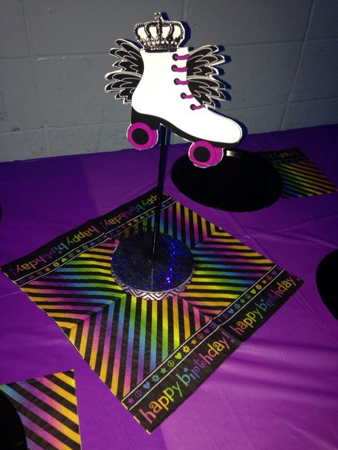 Roller Skate Princess Centerpiece. Created by Tiffany(Me) Roller Skate Party, Princess Centerpieces, Roller Skating Party, Skate Party, Roller Skate, Party Planning