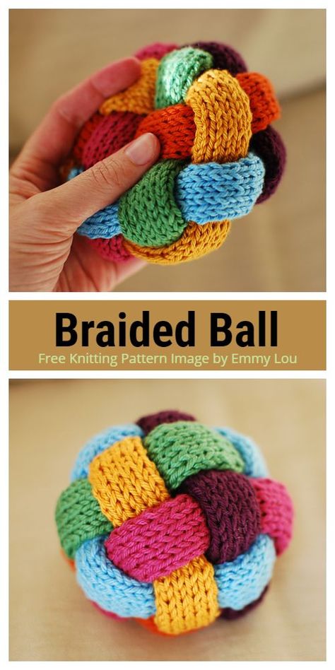 Simple Crochet Toys, Knitting Braid Pattern, Knit Ball Pattern, Knit Diy Ideas, Loom Knit Stuffed Animals, Knit Gifts Ideas, Icord Knitting Projects, Small Knitting Projects Free, Knit Baby Toys