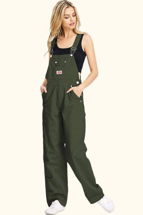 Revolt Women's Juniors Baggy Straight Leg Cotton Twill Overalls Canvas Overalls, Plus Size Overalls, Overalls Pink, Khaki Overalls, Black Dungarees, Green Overalls, Cute Overalls, Vintage Overalls, Plus Size Vintage