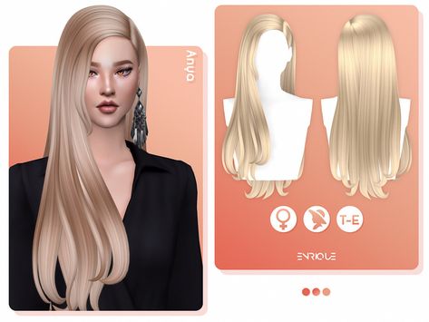 Anya Hairstyle, Sims 4 Cc Long Hair, Cassie Hair, Los Sims 4 Mods, Ariana Grande Hair, Female Hairstyles, Pelo Sims, Cc The Sims 4, Sims 4 Collections