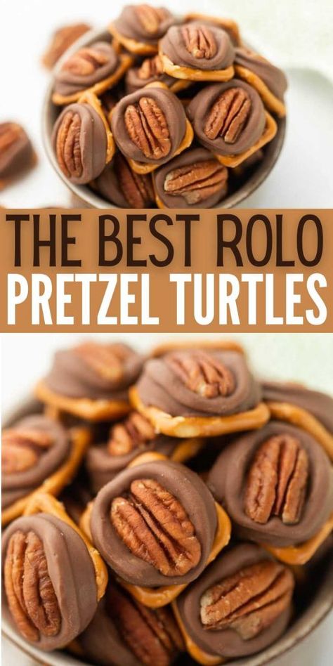 Pretzel With Rolo Candy, Pretzel Chocolate Treats Healthy, Pretzels With Rolos And Pecans, Pretzel With Rolo And Pecan, Pretzel Pecan Turtles, Christmas Pecans Recipes, Pretzel Carmel Turtles, Chocolate Caramel Pecan Pretzel Bites, Turtle Pretzels Holiday Treats