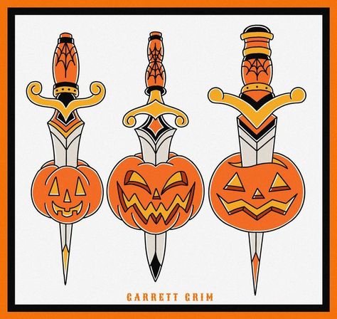 Pumpkin American Traditional Tattoo, Halloween Flash Traditional, American Traditional Jack O Lantern Tattoo, Halloween Trad Tattoo, Traditional Pumpkin Tattoo, Trad Halloween Flash, Vintage Halloween Tattoos, Halloween Traditional Tattoo, Tradition Halloween Tattoo