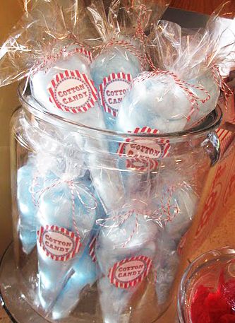 Cotton Candy!  Great favor Idea.. who doesn't love cotton candy!! Baseball Bags, Carnival Party Favors, Circus Birthday Party Theme, Carnival Birthday Party Theme, Carnival Food, Circus Theme Party, Carnival Themed Party, Baseball Birthday Party, Movie Birthday