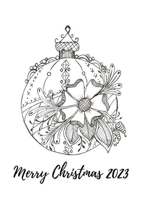 Zen Tangle Christmas, Zentangle Ornaments, Christmas Zentangle Patterns, Christmas Tangles, Zentangle Christmas, Christmas Artwork, Christmas Doodles, Doodle Art Designs, Zentangle Art