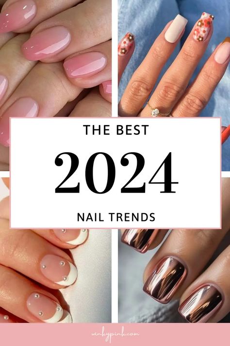 9 Nail Trends for 2024 That You Will Love - Winky Pink Peach Colored Nails, Hottest Nail Trends, Colored Nail Tips, Best Nail Ideas, Short Nail Manicure, New Nail Trends, 3d Nail Designs, Nail Color Trends, Spring Nail Trends