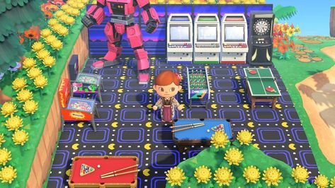 Floor code: MO-VHB4-9L20-YH62 Backdrop code: MO-B3X8-3YBQ-LFL5   #animalcrossing #animalcrossingnewhorizons #acnh #animalcrossingdesigns Acnh Outdoor Arcade, Acnh Carnival Design Ideas, Acnh Arcade Outside, Acnh Amusement Park, Acnh Arcade, Acnh Amusement Park Ideas, Arcade Room, Animal Crossing 3ds, Animal Crossing Funny