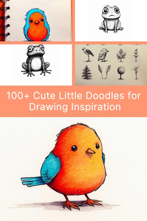 Doodling doesn't have to be complicated or intimidating. In fact, some of the most charming and memorable drawings are cute little doodles that anyone can create. These tiny sketches are perfect for filling up the corners of notebooks, adding personality to bullet journals, or simply occupying idle hands during a moment of boredom. Sketching Animals Easy, Simply Drawings Sketches, Easy Cartoon Animals, Easy Bird Drawing Simple, Cute Bird Drawing Simple, Easy Drawing Designs, Bird Doodles Simple, Doodles Of Animals, Doodles For Cards