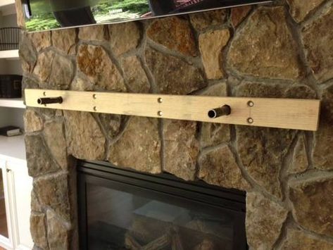 Reclaimed Wood Fireplace Mantle, Floating Fireplace Mantle Ideas, Wood Beam Mantel Fireplace Rustic, Beam Mantle, Wooden Beam Mantle, Rustic Beam Mantle, How To Hang A Wood Beam Mantle, Mantle Hardware, Fireplace Beam Mantle