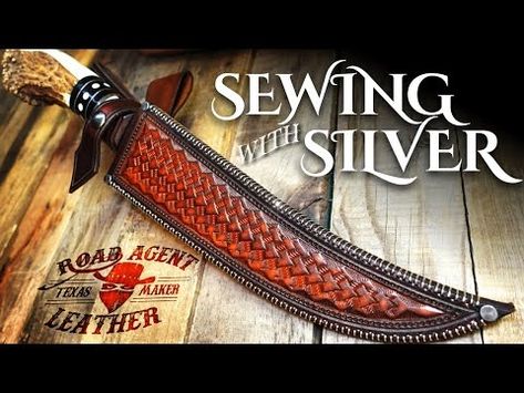 (9909) Sewing with Sterling Silver: Making a Tooled Leather Knife Sheath - YouTube How To Make A Leather Sheath, Tooled Knife Sheath, Leather Boot Knife Sheaths, Bowie Knife Sheath, Snakeskin Knife Sheath, Baseball Glove, Knife Sheath, Sewing Leather, Leather Tooling