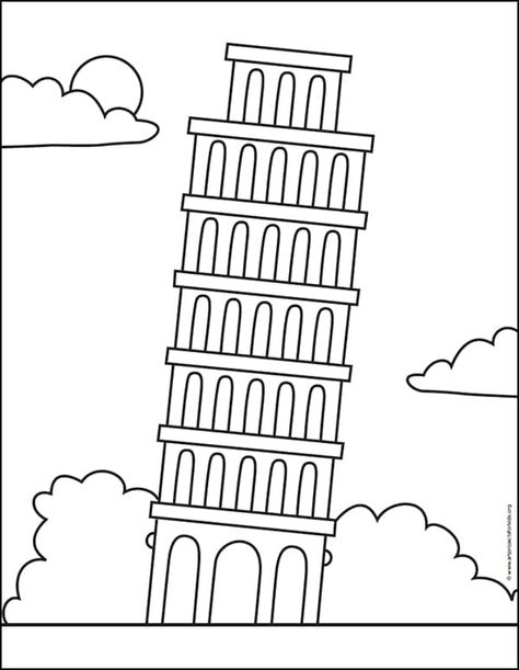 Italy Outline, Preschool Behavior, 5th Grade Activities, Pisa Tower, The Leaning Tower Of Pisa, Tower Of Pisa, Sharpie Marker, Petite Section, Easy Doodles Drawings