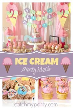 Be blown away by this stunning ice cream birthday party! The birthday cake is amazing! See more party ideas and share yours at CatchMyParty.com #catchmyparty #partyideas #icecreambirthdayparty #summerparty #girlbirthdayparty Ice Cream Birthday Party Theme, Birthday Ice Cream, Ice Cream Party Theme, Ice Cream Party Decorations, Ice Cream Cone Cake, Cream Birthday Party, Ice Cream Sundae Bar, Ice Cream Birthday Cake, Sundae Bar