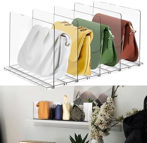 5pcs Closet Shelf Dividers, Adjustable Plastic Transparent Handbag Purse Bag Clothes Divider Shelf Clear Removable Shelf Separators for Bedroom Kitchen Cabinets Shelf Storage : Amazon.co.uk: Home & Kitchen Closet Shelf Dividers, Clear Shelf, Organiser Son Dressing, Shelf Divider, Closet Rods, Closet Dividers, Closet Shelf Organization, Clothes Closet Organization, Shelf Dividers