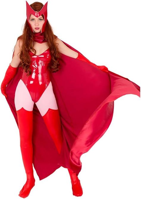 Cosplay.fm Women's Heroine Cosplay Bodysuit Costume with Cloak and Face Covering #ad Scarlet Witch Halloween Costume, Scarlet Witch Halloween, Wanda Costume, Scarlet Witch Costume, Scarlet Witch Cosplay, Cosplay For Women, Witch Cosplay, Womens Cosplay, Bodysuit Costume