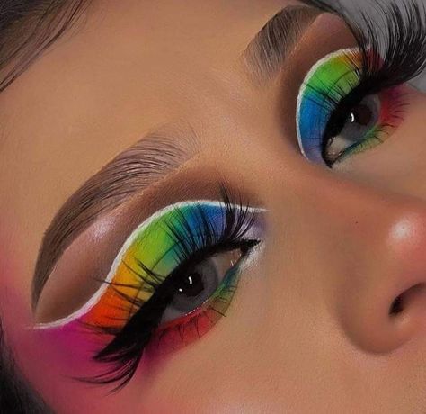 Colorful Eye Makeup Tutorial, Fire Makeup, Rainbow Eye Makeup, Makeup Ojos, Extreme Makeup, Dramatic Eye Makeup, Pride Makeup, Eye Makeup Techniques, Makeup For Black Skin