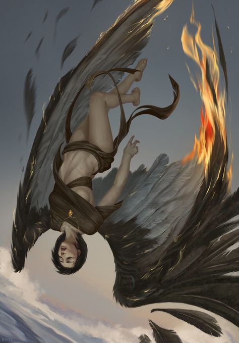 ArtStation - Falling Falling Angles Drawing, Fallen Angel Concept Art, Woman Falling Tattoo, Woman Falling Drawing, Falling Angel Aesthetic, Falling Angel Wallpaper, Falling Art Reference, Falling With Wings, Falling Angel Art