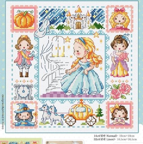 Kit Cinderella, White Christmas Diy, Cinderella Fairy Tale, Christmas Diy Kit, Disney Cross Stitch Patterns, Cross Stitch For Kids, Disney Cross Stitch, Baby Cross, Cross Stitch Pictures