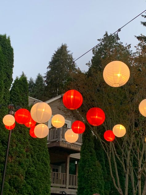 Hibachi Party, Japanese Party, Red Lanterns, Paper Lantern Lights, Japanese Lantern, White Lanterns, Japanese Lanterns, Orange Paper, Lantern Festival