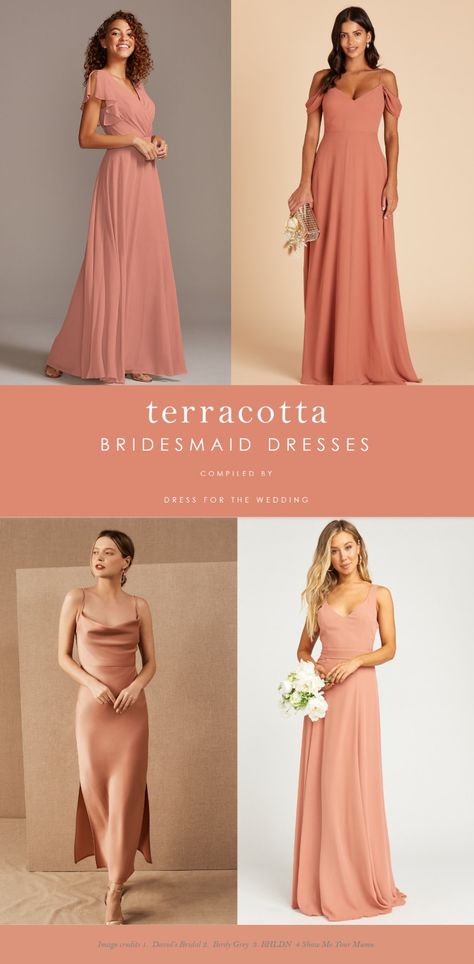 Terracotta Bridesmaid Dresses | Dress for the Wedding Terracotta Dresses, Terracotta Bridesmaid, Light Terracotta, Rust Bridesmaid Dress, Coral Bridesmaid, Color Clothes, Coral Bridesmaid Dresses, Terracotta Color, Fall Wedding Guest