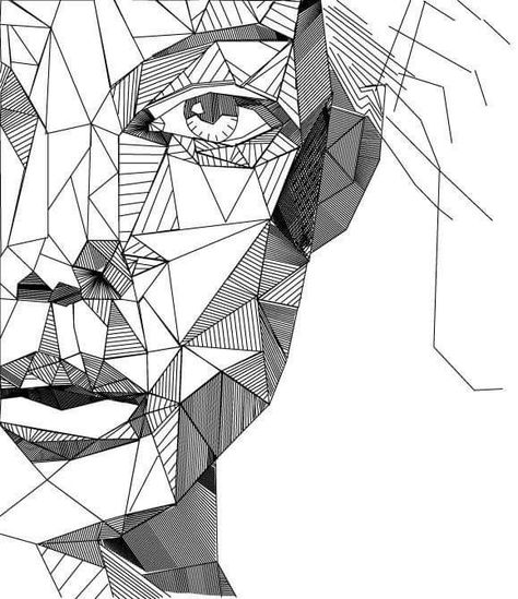 Line art | Face art drawing, Abstract pencil drawings, Line art design Geometric Portrait Drawing Faces, Triangulation Drawing, Scribble Drawings, Face Art Drawing, Paper Portrait, Geometric Line Art, Geometric Face, Geometric Portrait, Urban Design Diagram