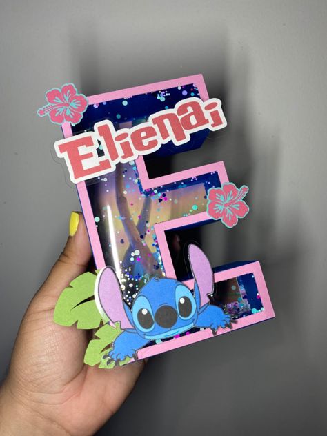 Lilo And Stitch Crafts, Stitch Party, Lilo And Stitch Drawings, Happy Birthday Template, Lilo Y Stitch, Stitch Drawing, Stitch And Angel, Party Favor Boxes, 3d Letters