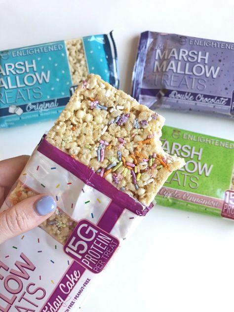 Spit Out Your Protein Bar: Protein Marshmallow Crispies Have Arrived Protein Marshmallow, Best Protein Bars, Birthday Cake Flavors, Healthy Protein Snacks, Packaged Snacks, Protein Treats, Marshmallow Treats, Post Workout Snacks, Popsugar Fitness