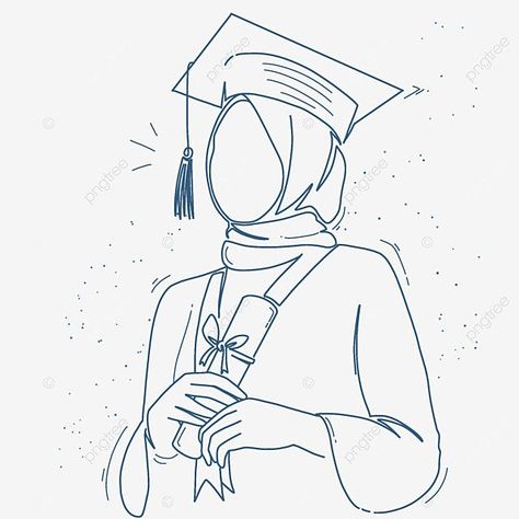 Hijabi Graduation Drawing, Graduation Girl Drawing, My Dream School Drawing, My Dream Drawing, Diploma Aesthetic, Hijab Girl Drawing, Graduation Drawing Ideas, School Drawing Ideas, Draw School