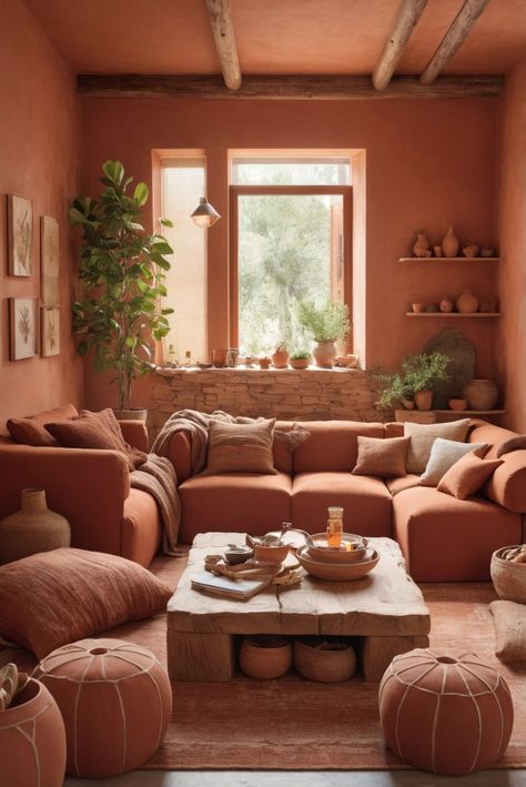 Discover how to bring rustic warmth into your living room with Terracotta Tones. From earthy textures to cozy accents, elevate your space with these interior designer tips.
#ad  


#ideasInspo
#wallpaint2024
 #color2024
 #DIYpainting
 ##DIYhomedecor
 #Fixhome Terra Cotta Living Room, Terracotta Interior, Terracotta Living Room, Earthy Textures, Earthy Living Room, Earthy Decor, Green Apartment, Earthy Home, Zen Room