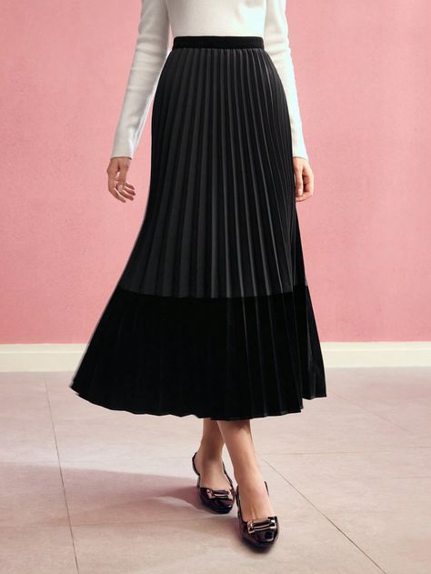 Pleated midi skirt outfit