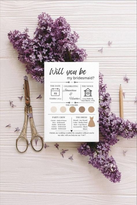 14 Brilliant Bridesmaid Proposal Ideas - LADY WEDDINGS Bridesmaid Card Template, Maid Of Honor Card, Be My Bridesmaid Card, Bridesmaid Card, Be My Bridesmaid Cards, Bridesmaid Box, The Proposal, Bridesmaid Cards, Bridal Shower Party