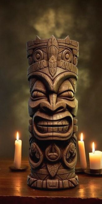 Tiki Statues Diy, Mascaras Tiki, Elephant Totem, Tiki Cups, Wood Carving Ideas, Tiki Faces, Tiki Man, Tiki Statues, Foam Art