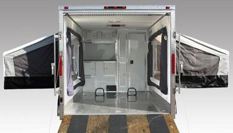 Trailer Office, Utility Trailer Camper, Hunting Trailer, Enclosed Trailer Camper, Toy Hauler Trailers, Cargo Trailer Camper Conversion, Camping Trailer Diy, Cargo Trailer Conversion, Trailer Conversion