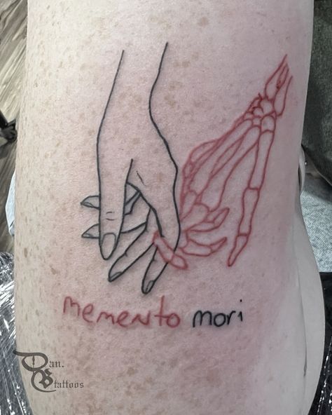 Fine Line Witch Tattoo, Through Love All Is Possible Tattoo, The Fates Tattoos, Non Binary Tattoo, Red Fine Line Tattoo, Fine Line Hand Tattoo, Mori Tattoo, Fate Tattoo, Memento Mori Tattoo