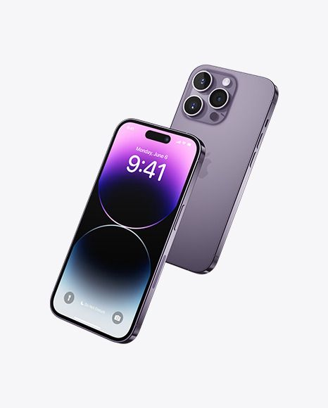 Two iPhone 14 Pro Mockup Iphone 15 Pro Purple, Iphone Images Phones, Smart Phone Design, Apple Smartphone, Iphone 14pro, Matte Purple, Latest Mobile Phones, Latest Phones, Phone Deals