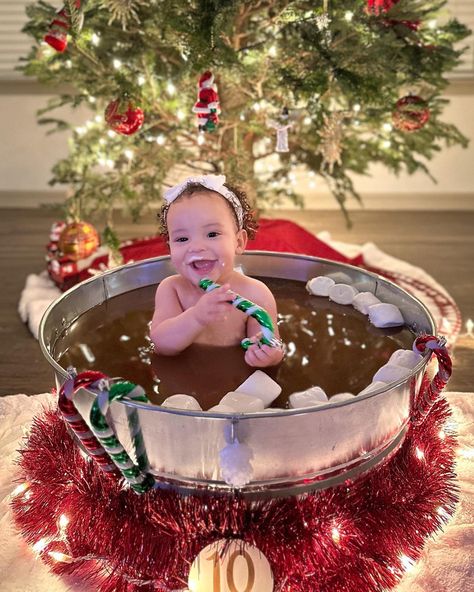 Christmas Hot Cocoa Baby Photoshoot, Diy Hot Chocolate Photoshoot Baby Pink, Diy Hot Cocoa Photo Shoot Baby, How To Make Hot Chocolate Baby Pictures, Candy Cane Baby Photos, Target Towels, December Baby Photoshoot, Hot Chocolate Photoshoot