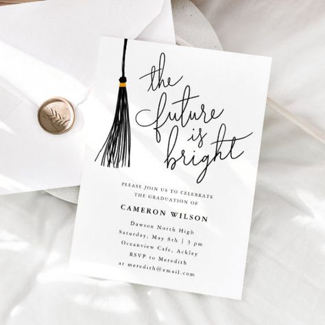 The Future Is Bright Tassel Graduation Party Photo Invitation Pink Graduation Party Invitations, Green Graduation Party, Pink Graduation Party, Blue Graduation Party, Modern Graduation Party, Graduation Invitations High School, Graduation Party Invitations Templates, The Future Is Bright, Graduation Templates