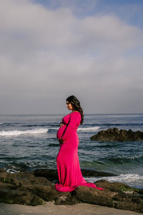 Maternity Dress Photography, Fitted Bump Friendly Maternity Dress In Pink, Maternity Dress Photoshoot, Beach Maternity Photos Pink Dress, Fitted Pink Maxi Maternity Dress, Pink Maternity Dress Photography, White Maternity Dress, Pink Maternity Dress, Maternity Bump-friendly Pink Dress