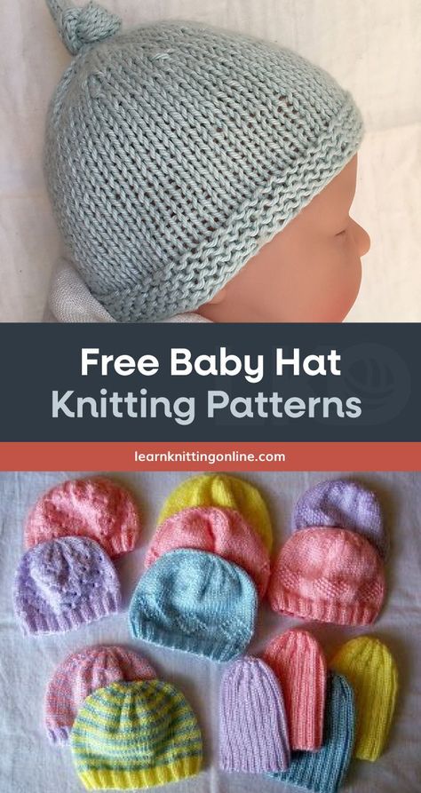 Baby Hat Knitting Patterns, Baby Hats Knitting Free, Knitting Space, Newborn Knit Hat, Baby Hat Knitting Patterns Free, Baby Hat Free Pattern, Knitted Baby Beanies, Knitted Baby Hat, Knit Baby Hat