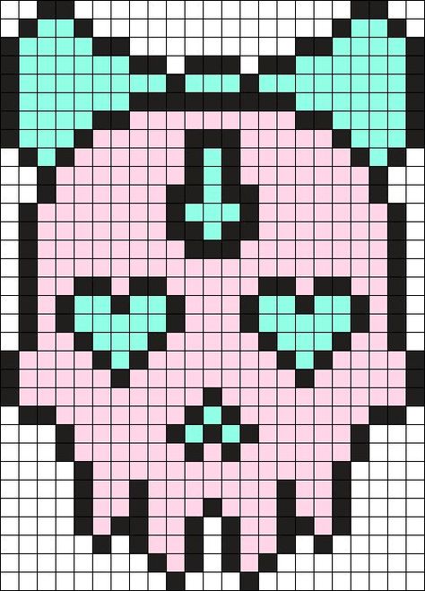 Pastel Goth Pixel Art, Goth Pixel Art, Skull With Bow, Perler Ideas, Beads Patterns, Fuse Bead Patterns, Cross Stitch Letters, Pixel Art Grid, Kandi Patterns