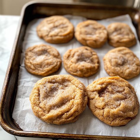 Chewy Pumpkin Snickerdoodle Cookies Pumpkin Snickerdoodles Cookies, Pumpkin Snickerdoodle Cookie Recipe, Snickerdoodles Cookies, Pumpkin Snickerdoodle Cookies, Pumpkin Snickerdoodles, Snickerdoodle Cookies, Glass Measuring Cup, Snickerdoodle Cookie Recipes, Cookie Scoop