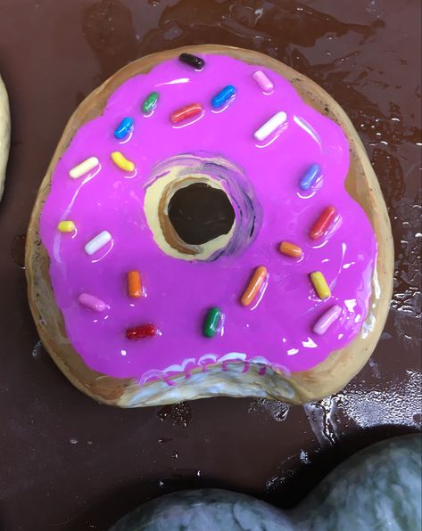 Donut with Sprinkles Donut Painted Rock, Donut With Sprinkles, Sprinkle Donut, Kindness Rocks, Rock Painting Art, Painted Rock, Funky Art, Rock Painting, Rock Art