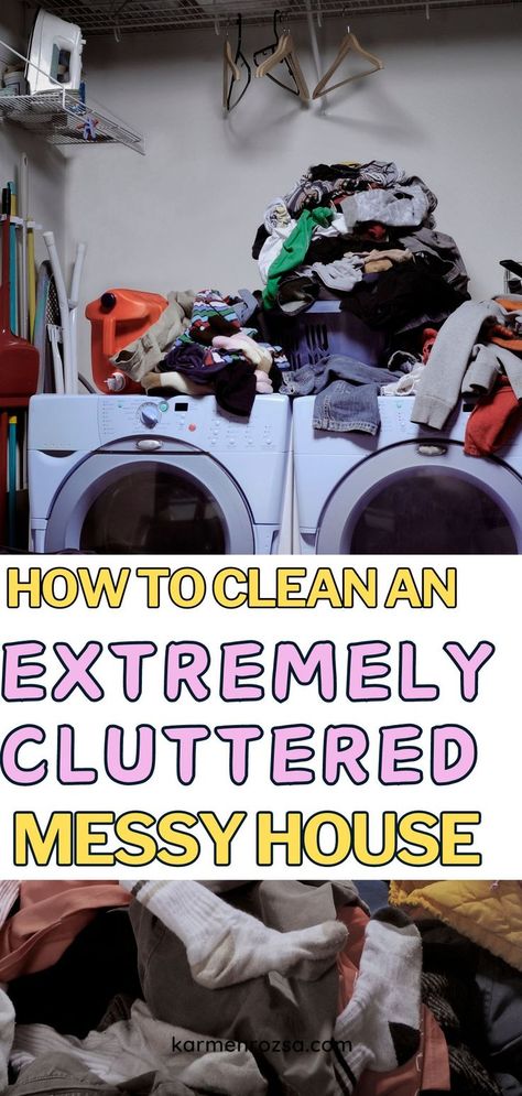 Struggling with a messy house? Find out how to clean an extremely cluttered home with these expert declutter tips. Get the motivation you need to tackle piles of clothes and other clutter, and reclaim your living space with ease. Declutter Motivation, Decluttering Clothes, Cluttered Home, Be Ruthless, Start Decluttering, Declutter Home, Messy House, Messy Room, Organize Declutter