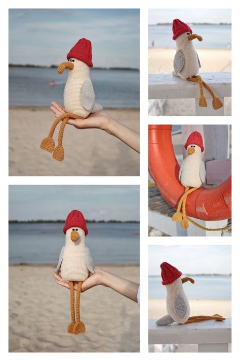 Amigurumi Seagull Calypso Free Pattern 13 Crocheted Birds Free Pattern, Seagull Amigurumi Free Pattern, Seagull Crochet Pattern Free, Crochet Seagull Free Pattern, Crochet Sea Creatures Free Patterns, Crochet Seagull Pattern, Amigurumi Seagull, Seagull Crochet, Crochet Goose Pattern