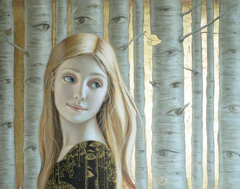 Olga_Aleksey_Ivanov_Whisper-egg-tempera Angel Gif, Egg Tempera, Tempera Painting, Birch Trees, Art Et Illustration, Russian Art, Tempera, Figurative Art, Blue Eyes