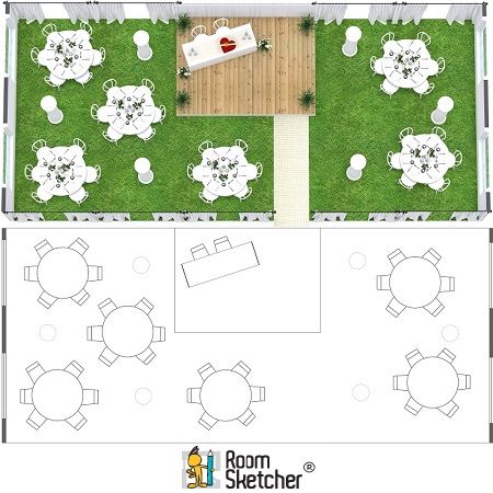 Planning an event this summer? Layout your seating, dance floor, design your decor and more in 2D or 3D with RoomSketcher Home Designer. http://www.roomsketcher.com/homedesigner/ #eventplanning #weddingplanning #seatingcharts Dance Floor Design, Sims Wedding, Wedding Reception Tables Layout, Summer Layout, Planning An Event, Event Layout, Reception Tables, Wedding Reception Tables, Seating Plan