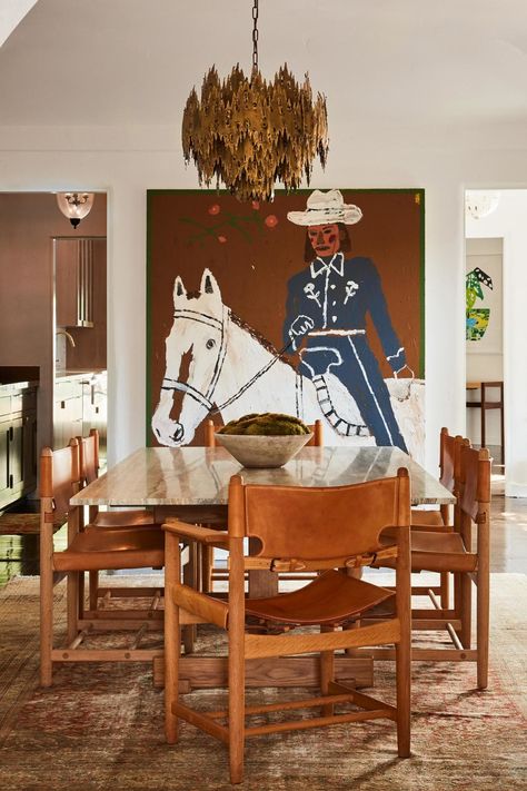 Inside stylist Simone Harouche's LA home. Cowboy Cabin, Mediterranean Dining, Room Vibes, Dining Inspiration, Industrial Dining, San Ramon, Barbie Dream, Los Angeles Homes, Wood Doors Interior