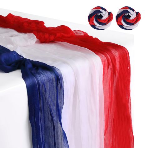 PRICES MAY VARY. Cheese Cloth Packing Include: You will receive 2 pieces of 4th of July cheesecloth table runner rectangle tablecloths. The 4th of July cheesecloth table runner comes in the classic colors of red, white and blue, it can add an elegant, patriotic atmosphere to your Independence Day decorations Material: These Memorial Day cheesecloth tablecloths are made of cotton linen polyester blend fabric, comfortable and soft, good gloss, not easy to fade, can meet your long-term use needs Si Patriotic Table Runner, Memorial Day Decorations, Blue Table Runner, Blue Table, Cheese Cloth, Linen Textile, Dining Table Decor, Linen Table Runner, Dining Decor