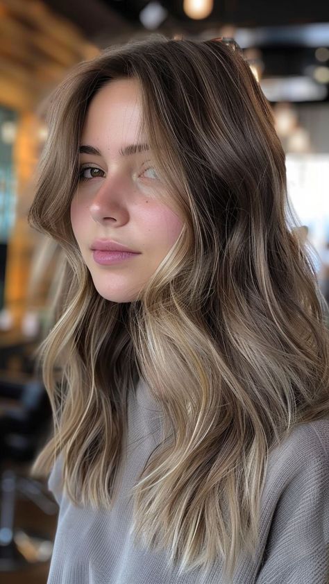 30 Balayage Hair Color Ideas for Your 2024 Aura Minimal Money Piece Hair, Blonde To Brown Hair Transition, Light Brown Hair With Cool Highlights, Dark Blonde Mid Length Hair, Brown Hair With Blonde Babylights, Rambut Brunette, Brown Hair Looks, Bronde Balayage, Brown Hair Inspo