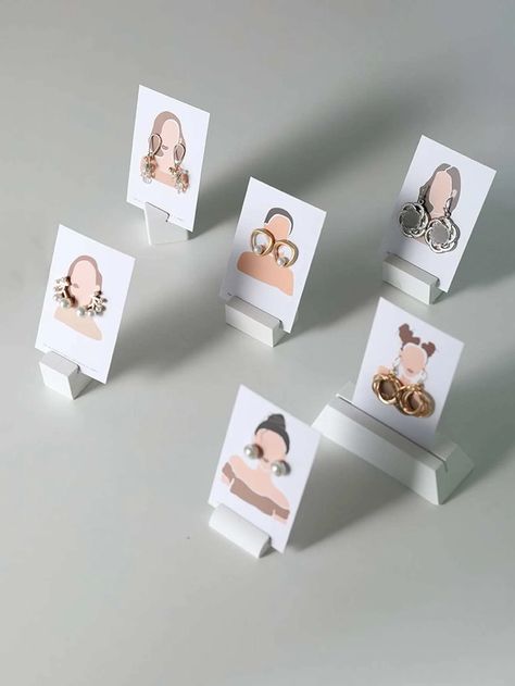 10pcs Random Color Figure Graphic Earrings Display Card, Modern Figure Graphic Paper Earrings Display Card For Home | SHEIN USA Jewelry Packaging Design, Jewelry Display Cards, Packaging Ideas Business, Handmade Packaging, Paper Earrings, Clay Jewelry Diy, Earring Cards, Jewelry Card, Earring Display