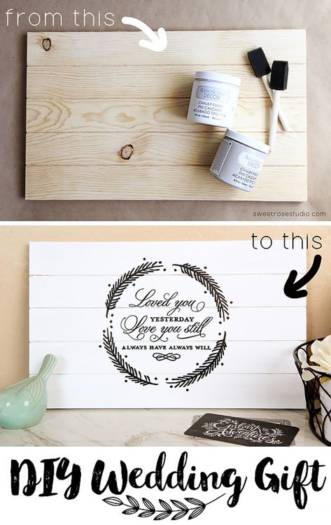 Expensive Looking DIY Wedding Gift Ideas - Love Quote Pallet Decor - Easy and Unique Homemade Gift Ideas for Bride and Groom - Cheap Presents You Can Make for the Couple- for the Home, From The Kids, Personalized Ideas for Parents and Bridesmaids | http://diyjoy.com/cheap-diy-wedding-gifts Cheap Presents, Diy Wedding Gift, Unique Homemade Gifts, Homemade Wedding Gifts, Wedding Gifts For Bride And Groom, Creative Wedding Gifts, Handmade Wedding Gifts, Diy Wedding Gifts, Homemade Wedding